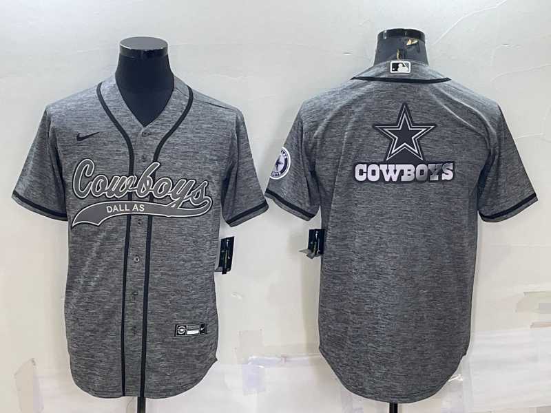 Men's Dallas Cowboys Grey Gridiron Team Big Logo Cool Base Stitched Baseball Jersey,We sell and wholesale Men's Dallas Cowboys Grey Gridiron Team Big Logo Cool Base Stitched Baseball Jersey on line form chian!